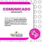 Comunicado Importante: Presentación en la Oficina de Tierras Fiscales y Catastro