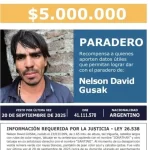 Búsqueda urgente: ofrecen $5 millones por datos sobre el paradero de Nelson David Gusak