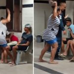 Viral: fue a retirar a su hijo de la comisaría y lo agarró a «chirlos» y «ojotazos» al frente de todos