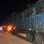 Susto en la Ruta 9: se incendió un camión que transportaba 26 toneladas de carbón y leña