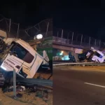 Un camión chocó contra un puente peatonal en la Panamericana y lo derrumbó: está cortada la Ruta 9